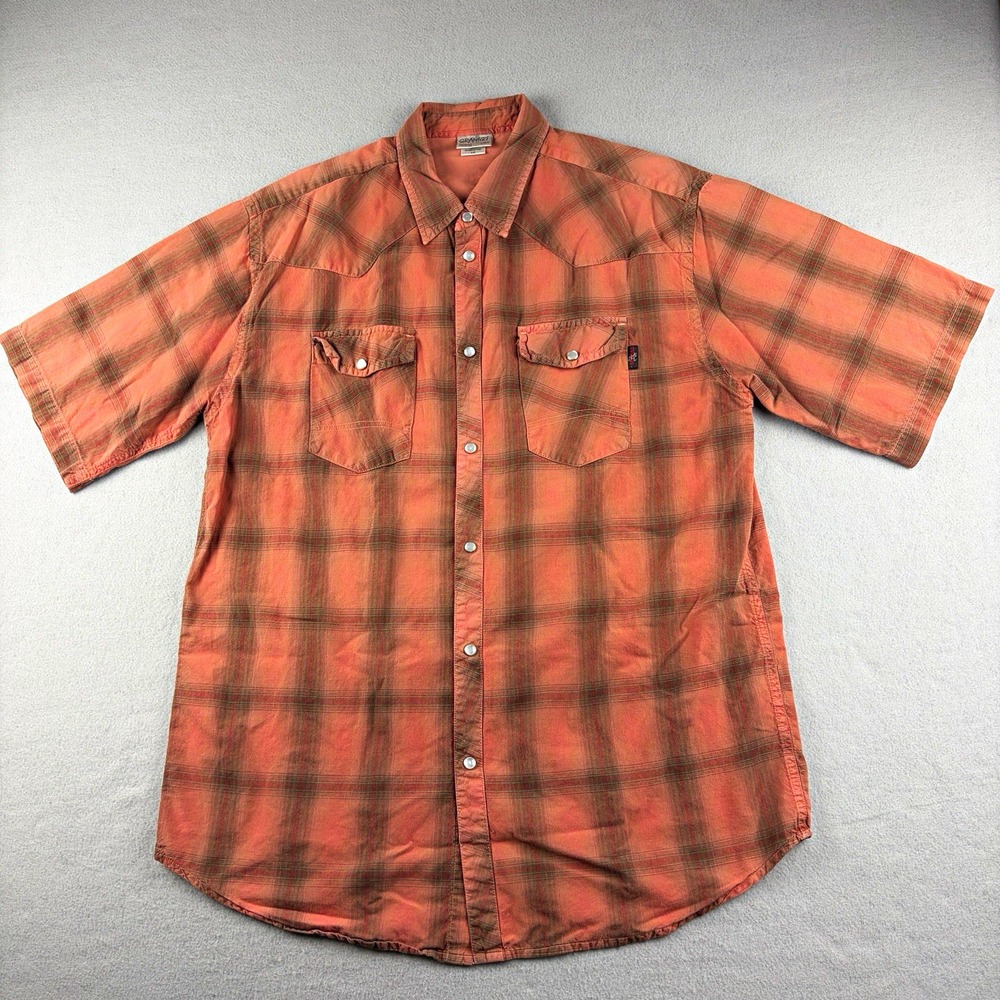 Vintage Y2K Gramicci Pearl Snap Western Plaid Shirt Salmon Men's Large